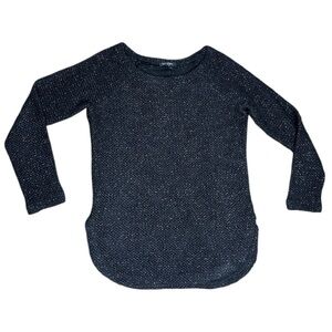JESSICA SIMPSON Kitten Hi Low Long Sleeve Sweater Black/Gold Glitter Size XS